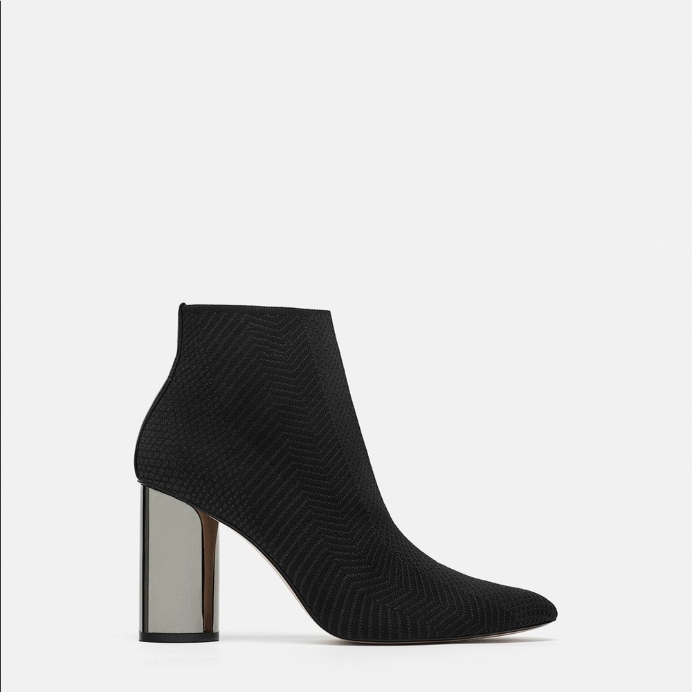 Zara Fabric ankle boots with metallic heel